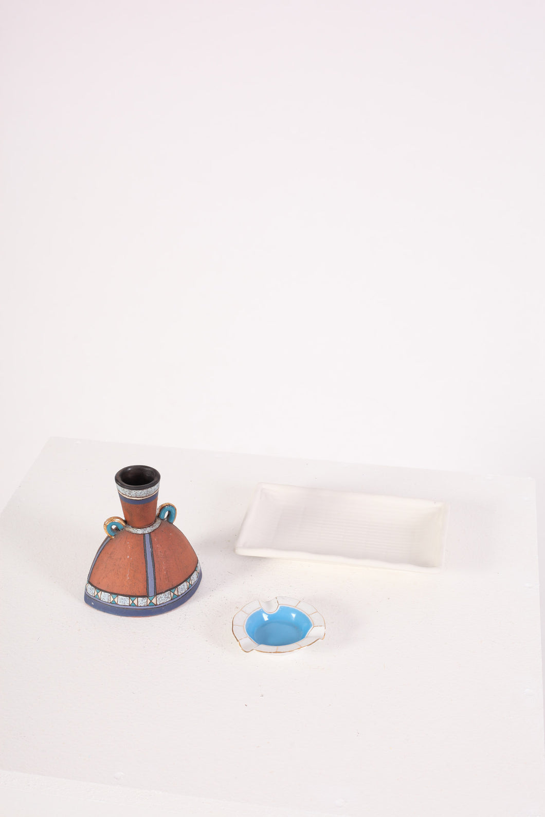 Ceramic Ashtray, Tray and Candle Stick Holder