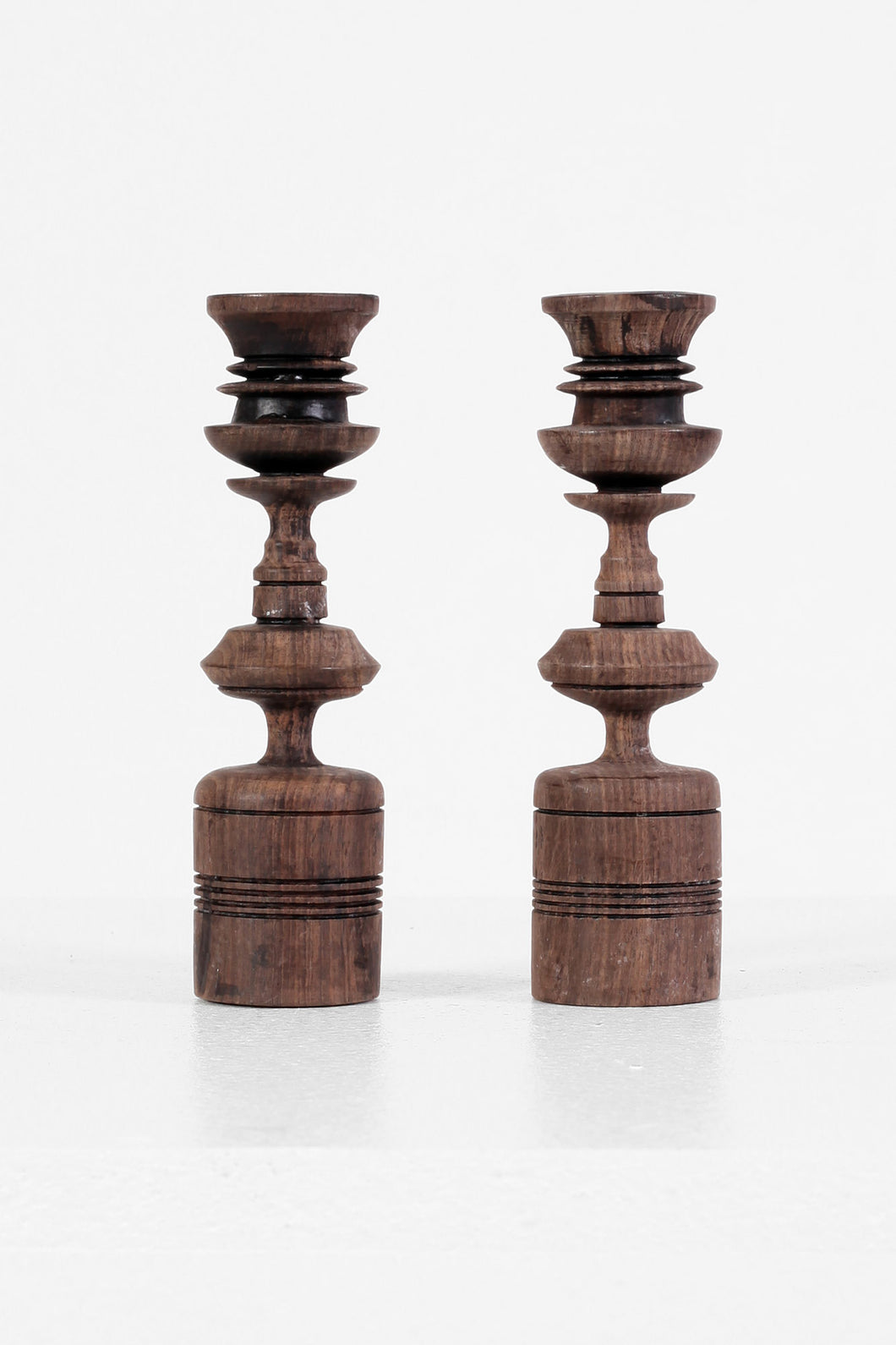 Pair of Hand-carved Candle Sticks